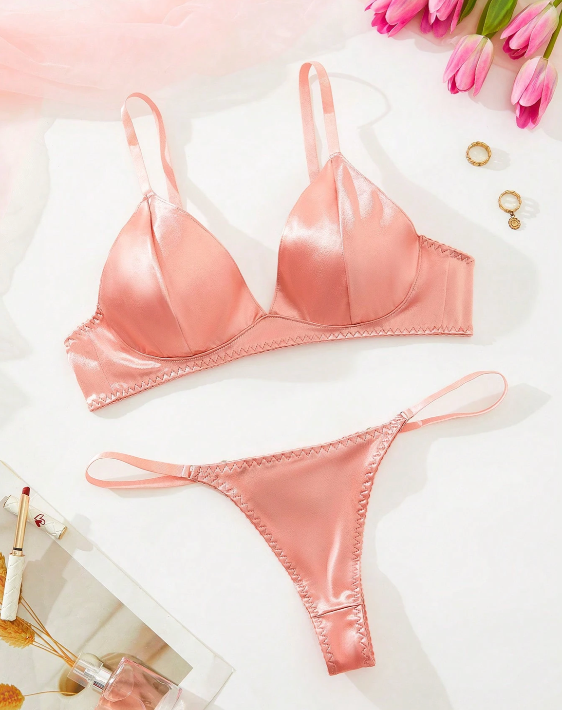 100% Silk Bra and Underwear Set