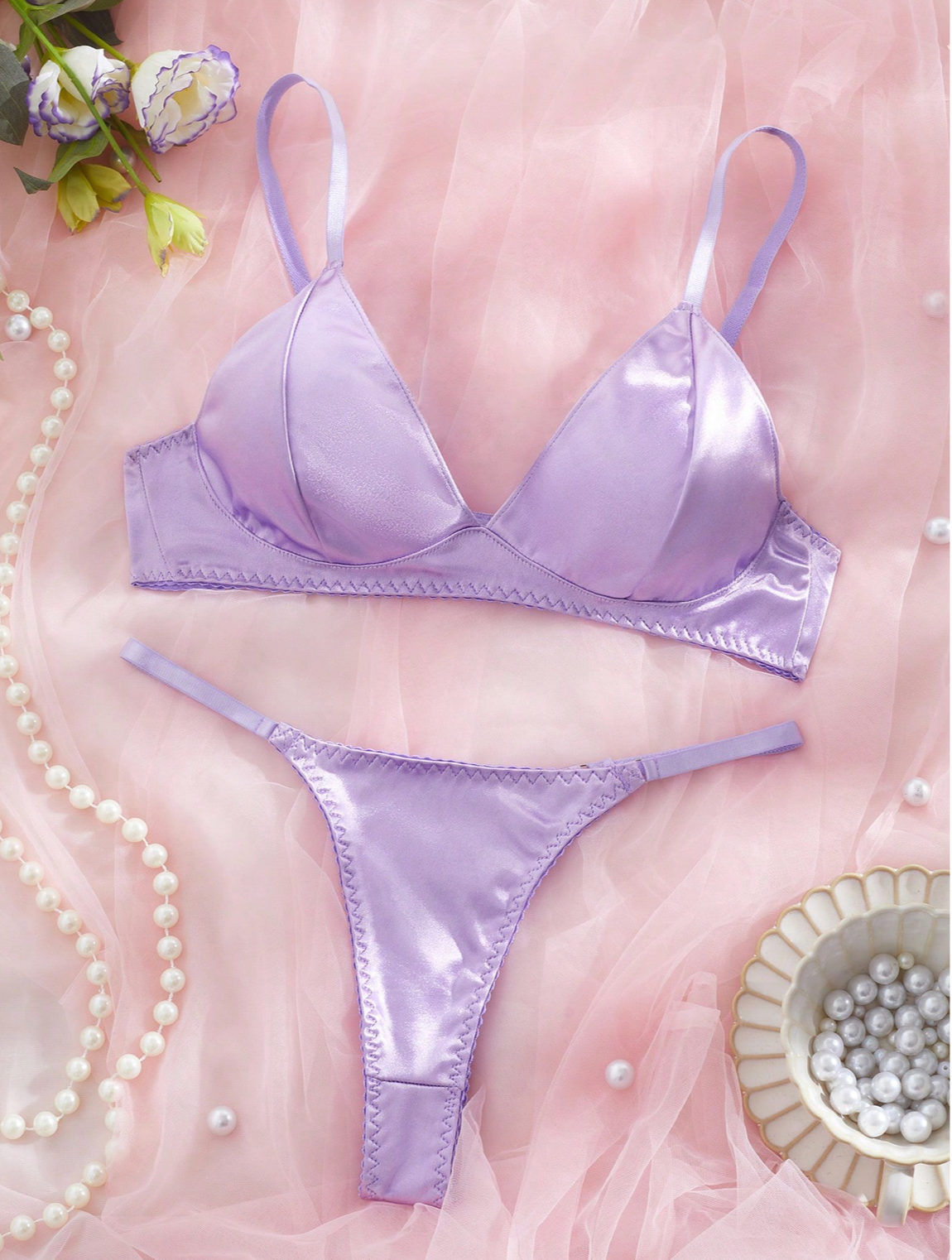 100% Silk Bra and Underwear Set